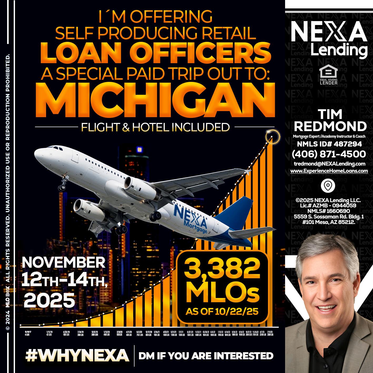 michigan trip - Tim Redmond -Mortgage Loan Advisor | NMLS 487294 <br /> 30yr/Mortgage Expert | LO Coach <br /> Branch Manager | Signature Mortgage Solutions” alt=”michigan trip – Tim Redmond -Mortgage Loan Advisor | NMLS 487294 <br /> 30yr/Mortgage Expert | LO Coach <br /> Branch Manager | Signature Mortgage Solutions” />Hi, my name is Tim Redmond. I’m a Loan Officer with NEXA Mortgage LLC., offering personalized mortgage solutions, fast customized quotes, great rates and service with integrity.</p>
<div class=