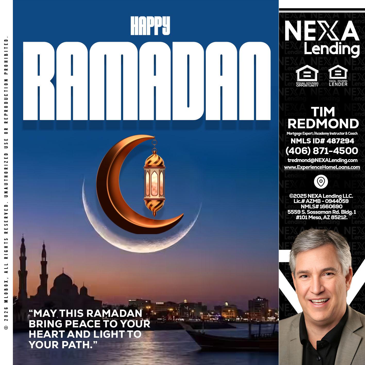 RAMADAN - Tim Redmond -Mortgage Loan Advisor | NMLS 487294 <br /> 30yr/Mortgage Expert | LO Coach <br /> Branch Manager | Signature Mortgage Solutions” alt=”RAMADAN – Tim Redmond -Mortgage Loan Advisor | NMLS 487294 <br /> 30yr/Mortgage Expert | LO Coach <br /> Branch Manager | Signature Mortgage Solutions” />Hi, my name is Tim Redmond. I’m a Loan Officer with NEXA Lending LLC., offering personalized mortgage solutions, fast customized quotes, great rates and service with integrity.</p>
<div class=