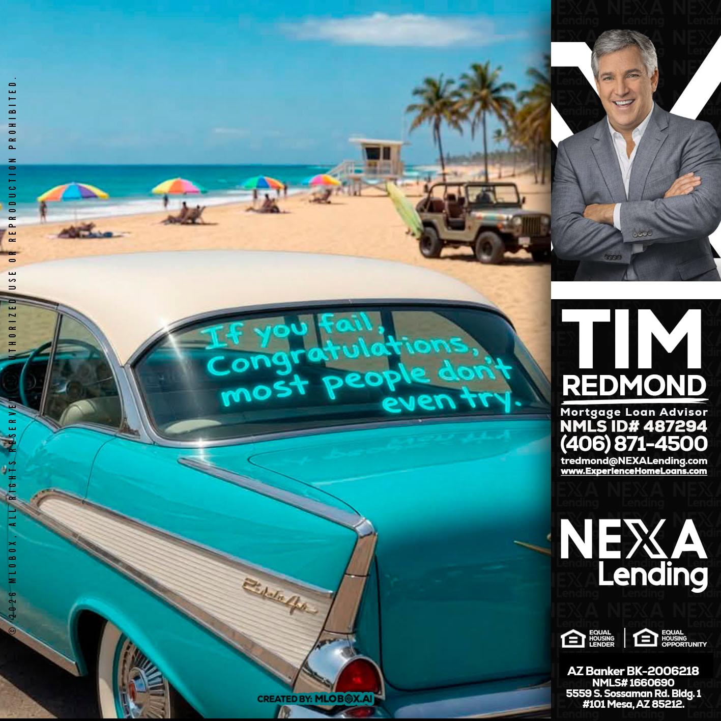 if you - Tim Redmond -31yr/Mortgage Expert<br />Branch Manager | LOS Coach<br />Mortgage Loan Advisor | NMLS 487294″ alt=”if you – Tim Redmond -31yr/Mortgage Expert<br />Branch Manager | LOS Coach<br />Mortgage Loan Advisor | NMLS 487294″ />Hi, my name is Tim Redmond. I’m a Loan Officer with NEXA Lending LLC., offering personalized mortgage solutions, fast customized quotes, great rates and service with integrity.</p>
<div class=